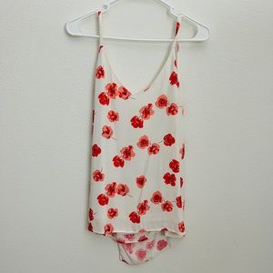 Zara sleeveless blouse with red floral print